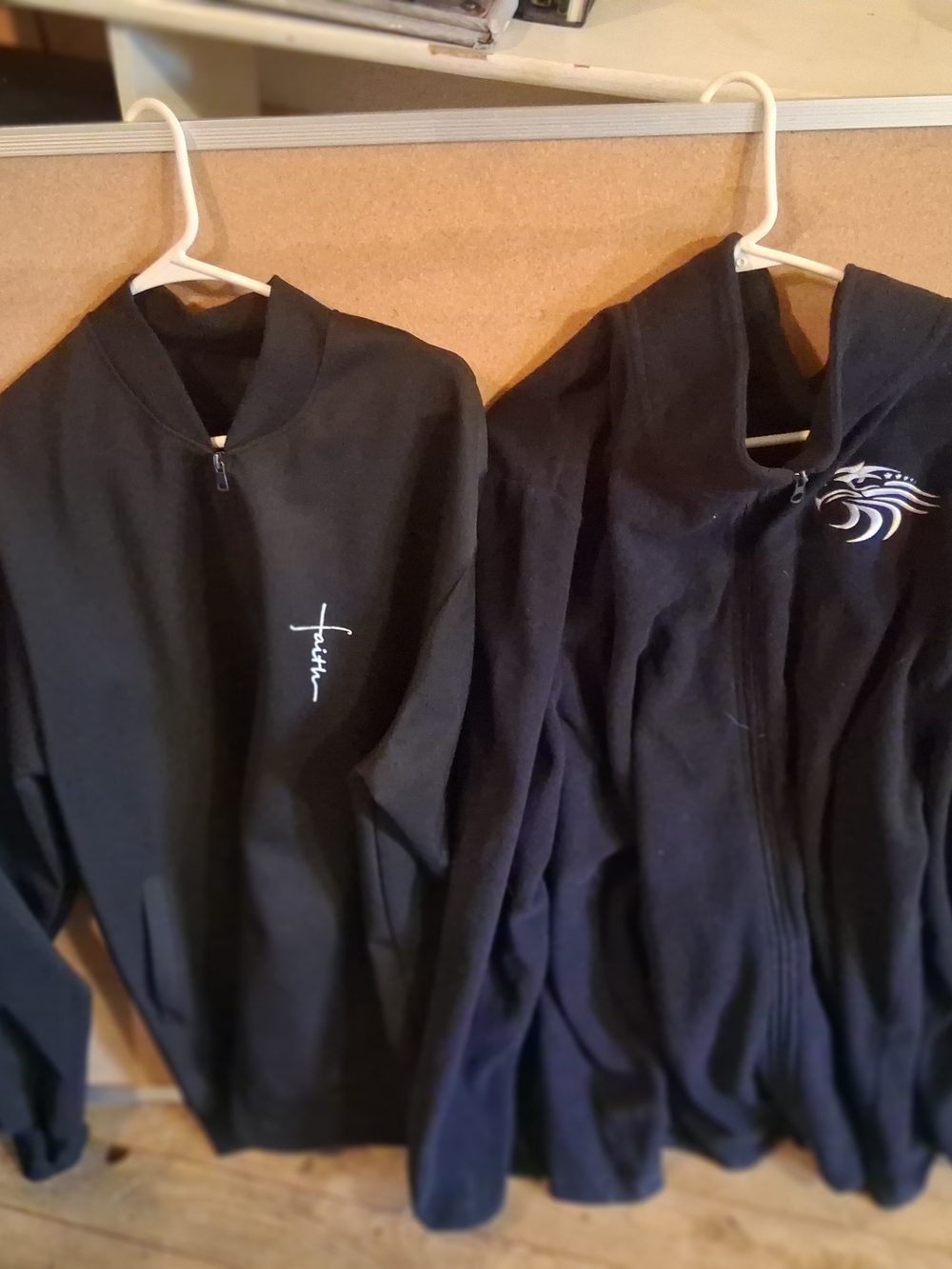 Black Zip-Up Sweatshirts with Small White Logos